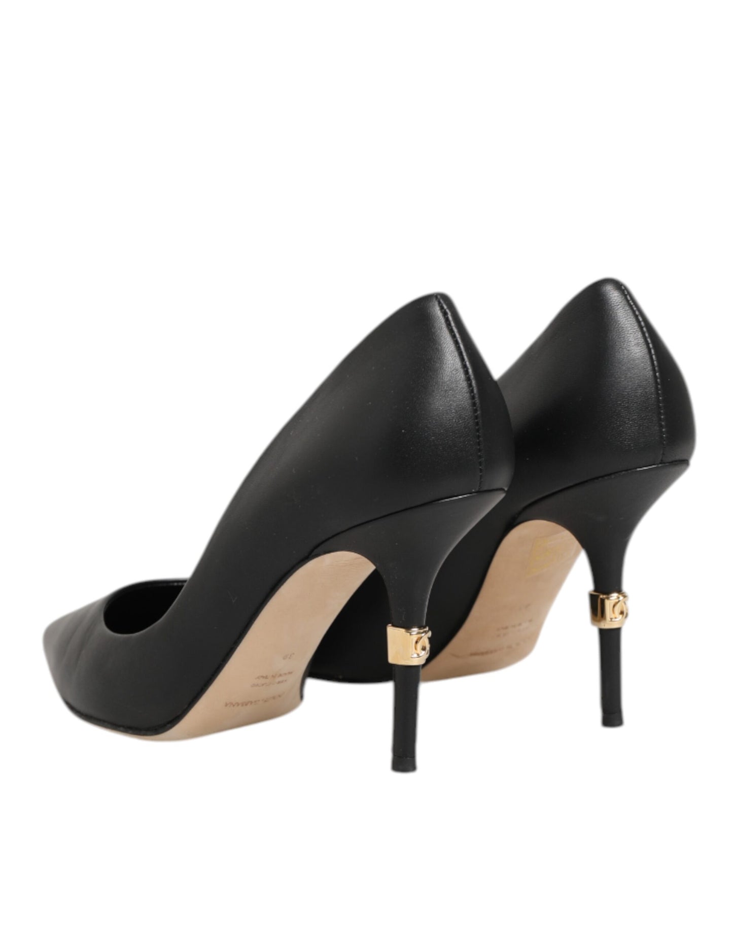 Dolce & Gabbana Black Leather Stiletto High Heels Pumps Shoes