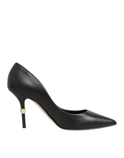 Dolce & Gabbana Black Leather Stiletto High Heels Pumps Shoes