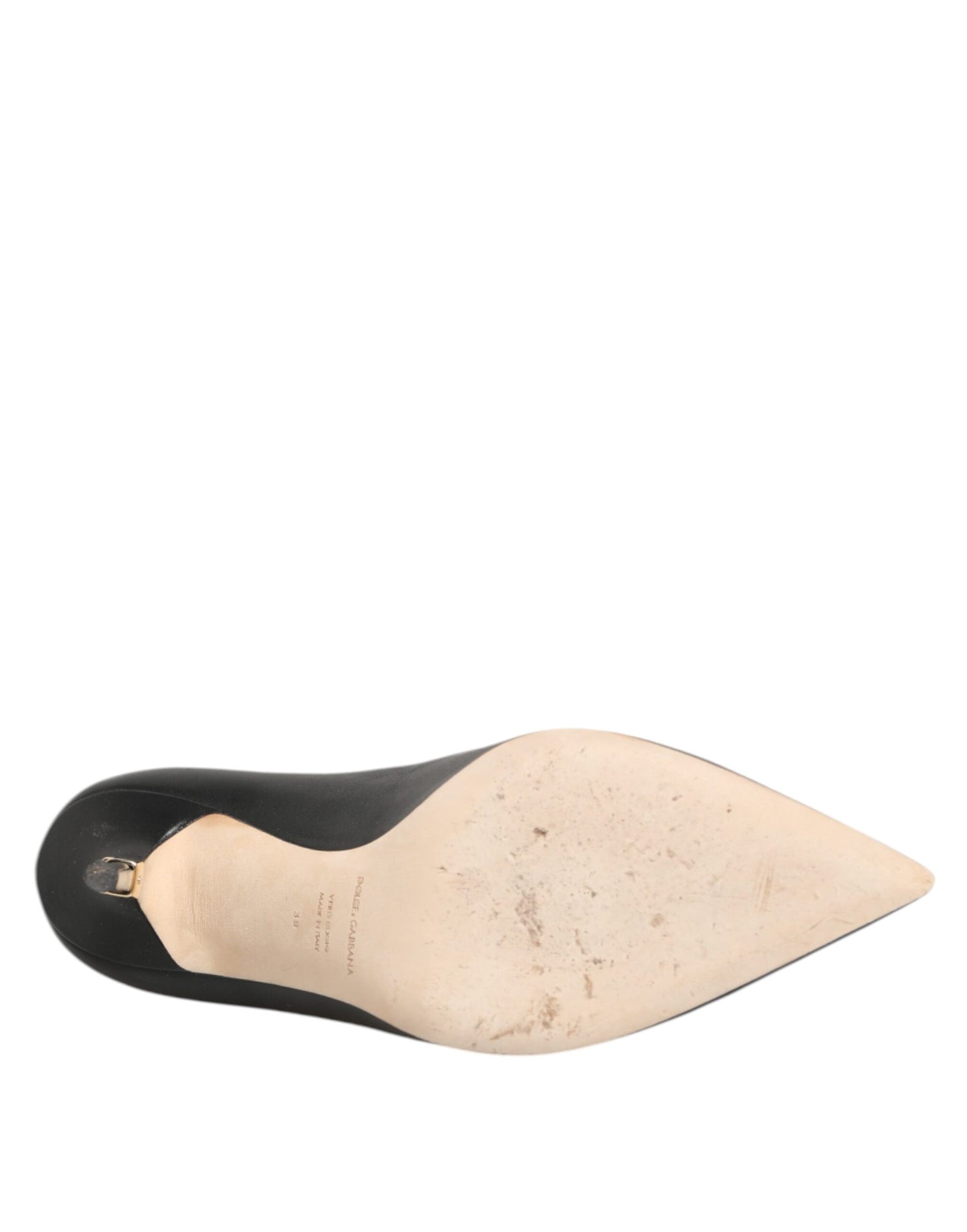 Dolce & Gabbana Black Leather Stiletto High Heels Pumps Shoes