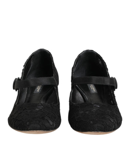 Dolce &amp; Gabbana – Schwarze Pumps „Vally Taormina“ mit Blumenspitze