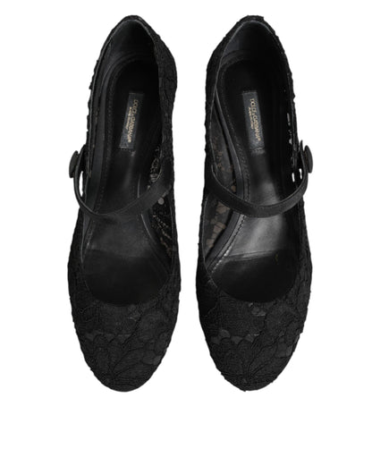 Dolce &amp; Gabbana – Schwarze Pumps „Vally Taormina“ mit Blumenspitze