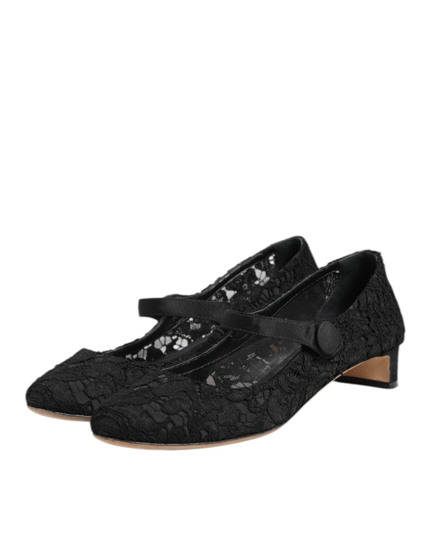 Dolce &amp; Gabbana – Schwarze Pumps „Vally Taormina“ mit Blumenspitze