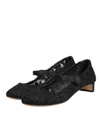 Dolce &amp; Gabbana – Schwarze Pumps „Vally Taormina“ mit Blumenspitze
