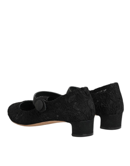 Dolce &amp; Gabbana – Schwarze Pumps „Vally Taormina“ mit Blumenspitze