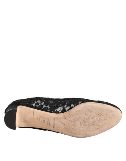 Dolce &amp; Gabbana – Schwarze Pumps „Vally Taormina“ mit Blumenspitze