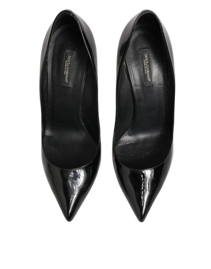 Dolce & Gabbana Black Leather Stiletto High Heels Pumps Shoes