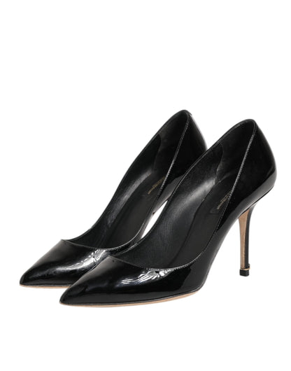 Dolce & Gabbana Black Leather Stiletto High Heels Pumps Shoes