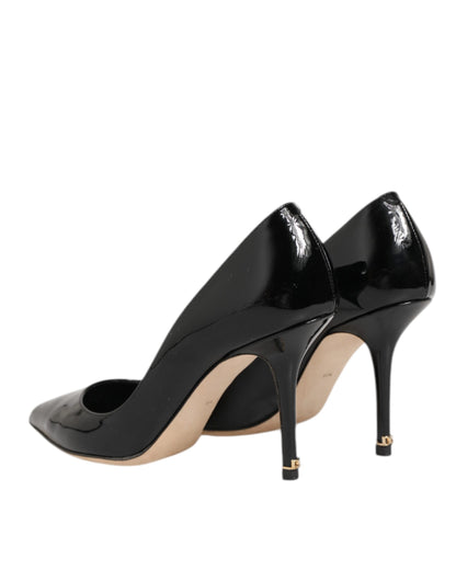 Dolce & Gabbana Black Leather Stiletto High Heels Pumps Shoes