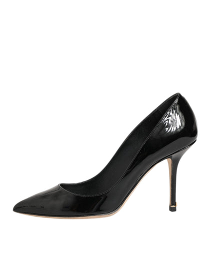 Dolce & Gabbana Black Leather Stiletto High Heels Pumps Shoes
