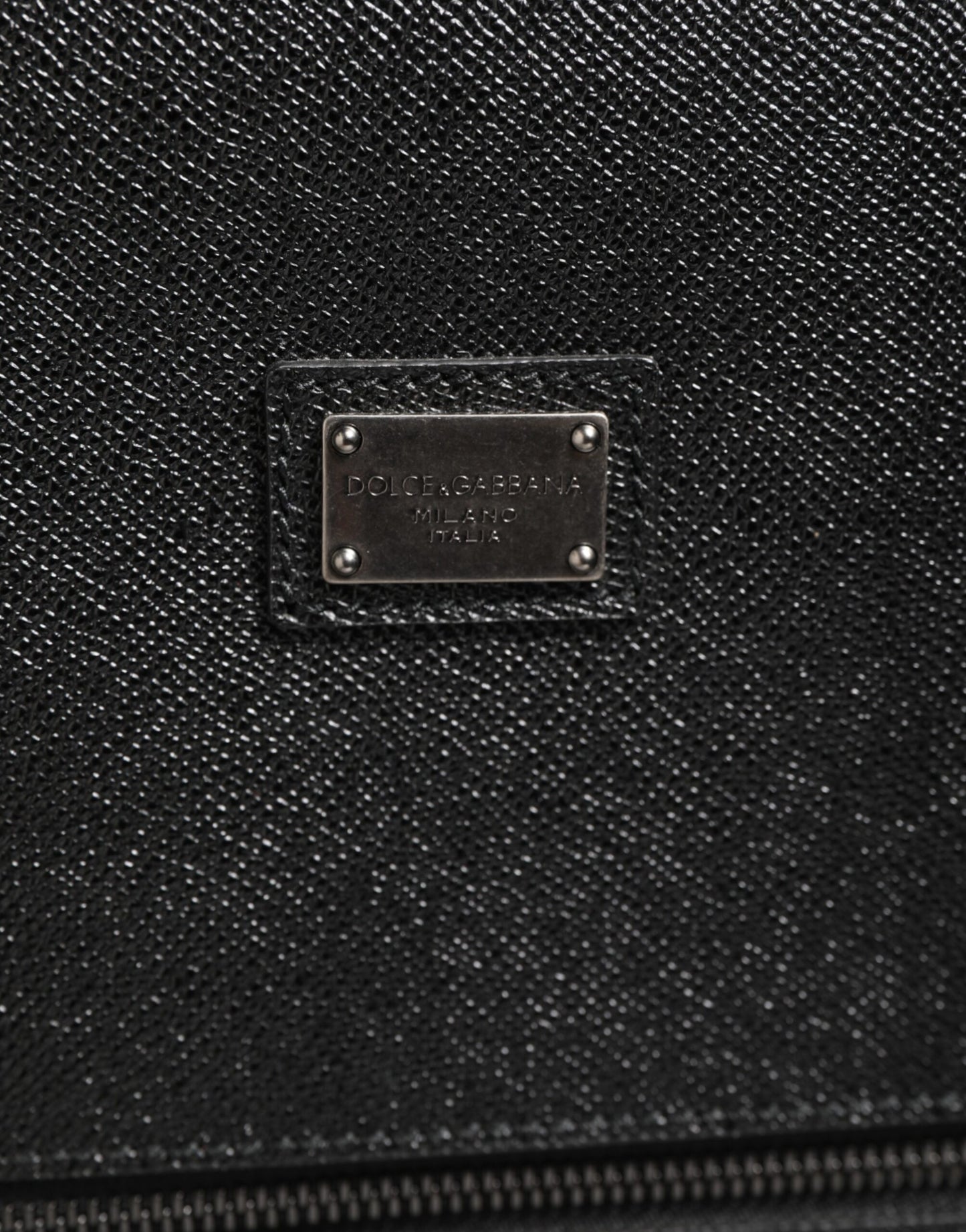 Dolce &amp; Gabbana Grau Leder Logo Plakette Trolley Reise Rad Männer Koffer Tasche