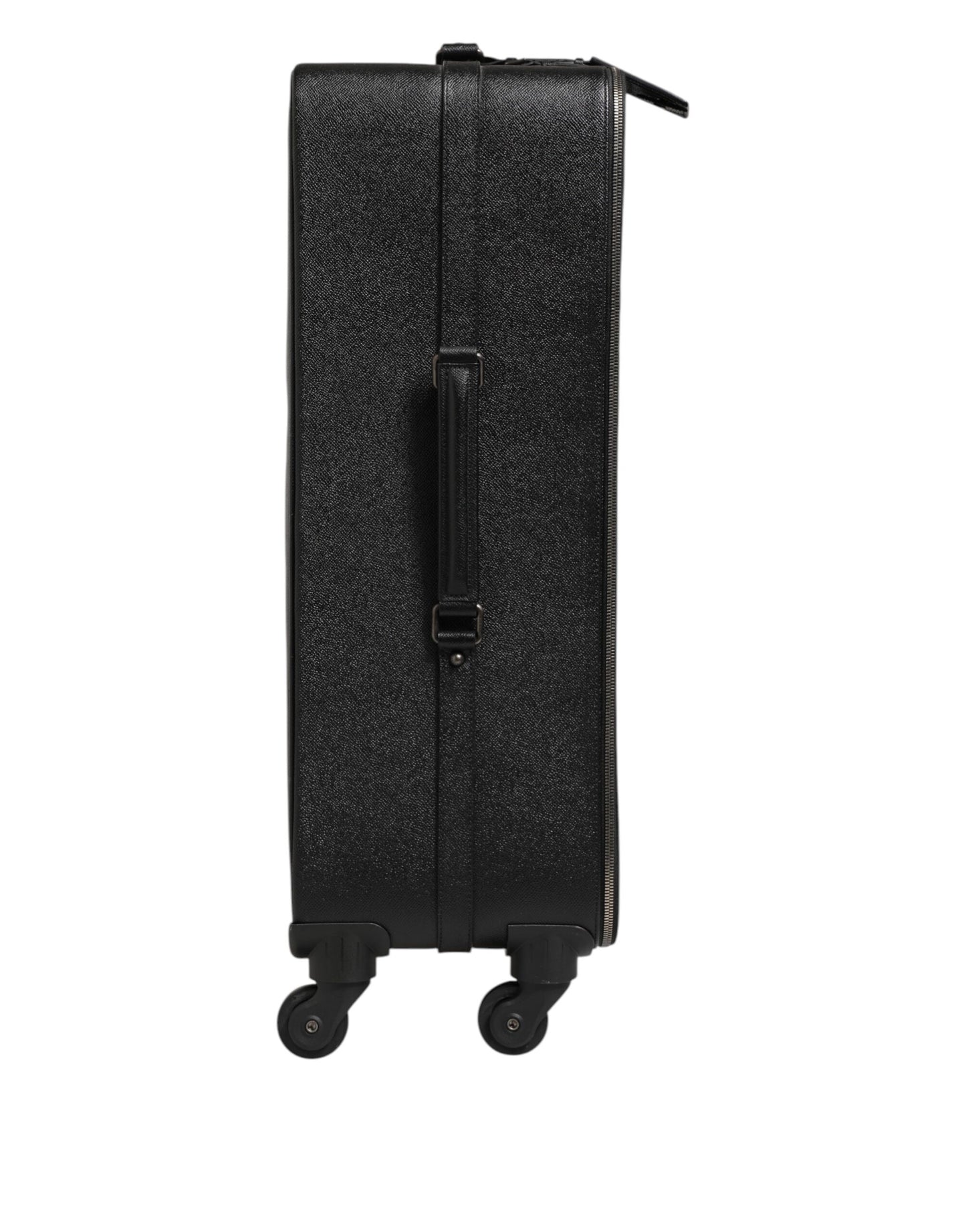 Dolce &amp; Gabbana Grau Leder Logo Plakette Trolley Reise Rad Männer Koffer Tasche