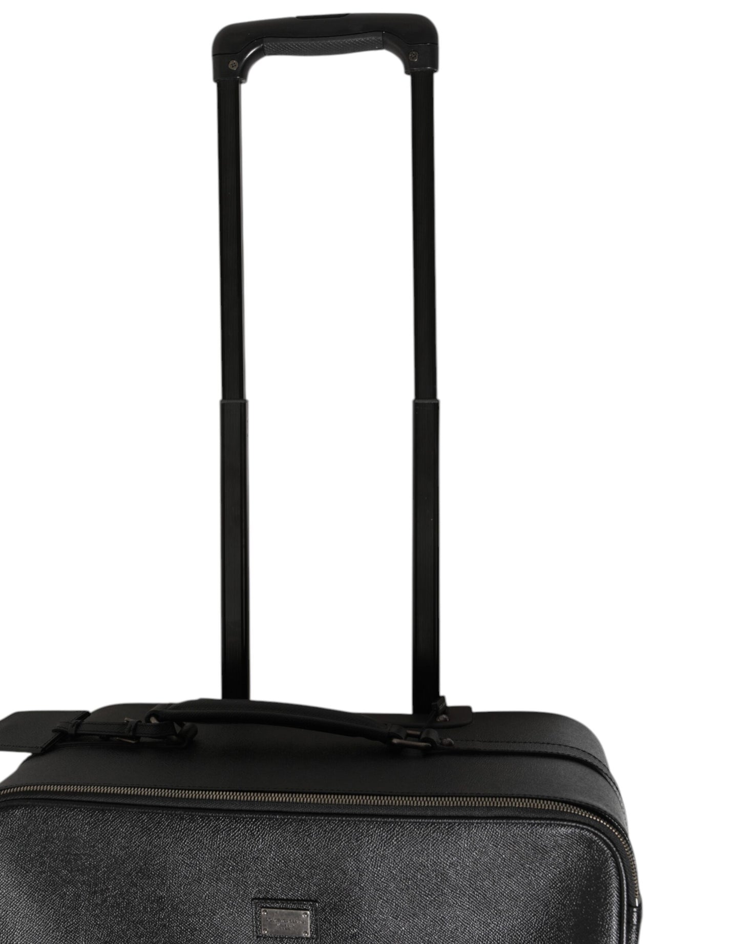 Dolce &amp; Gabbana Grau Leder Logo Plakette Trolley Reise Rad Männer Koffer Tasche