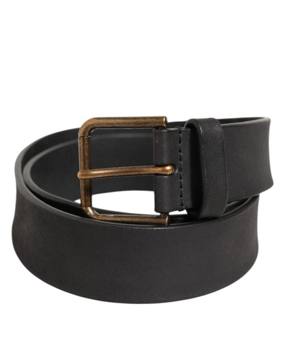 Dolce &amp; Gabbana Klassischer Herrengürtel aus schwarzem Leder mit Metallschnalle