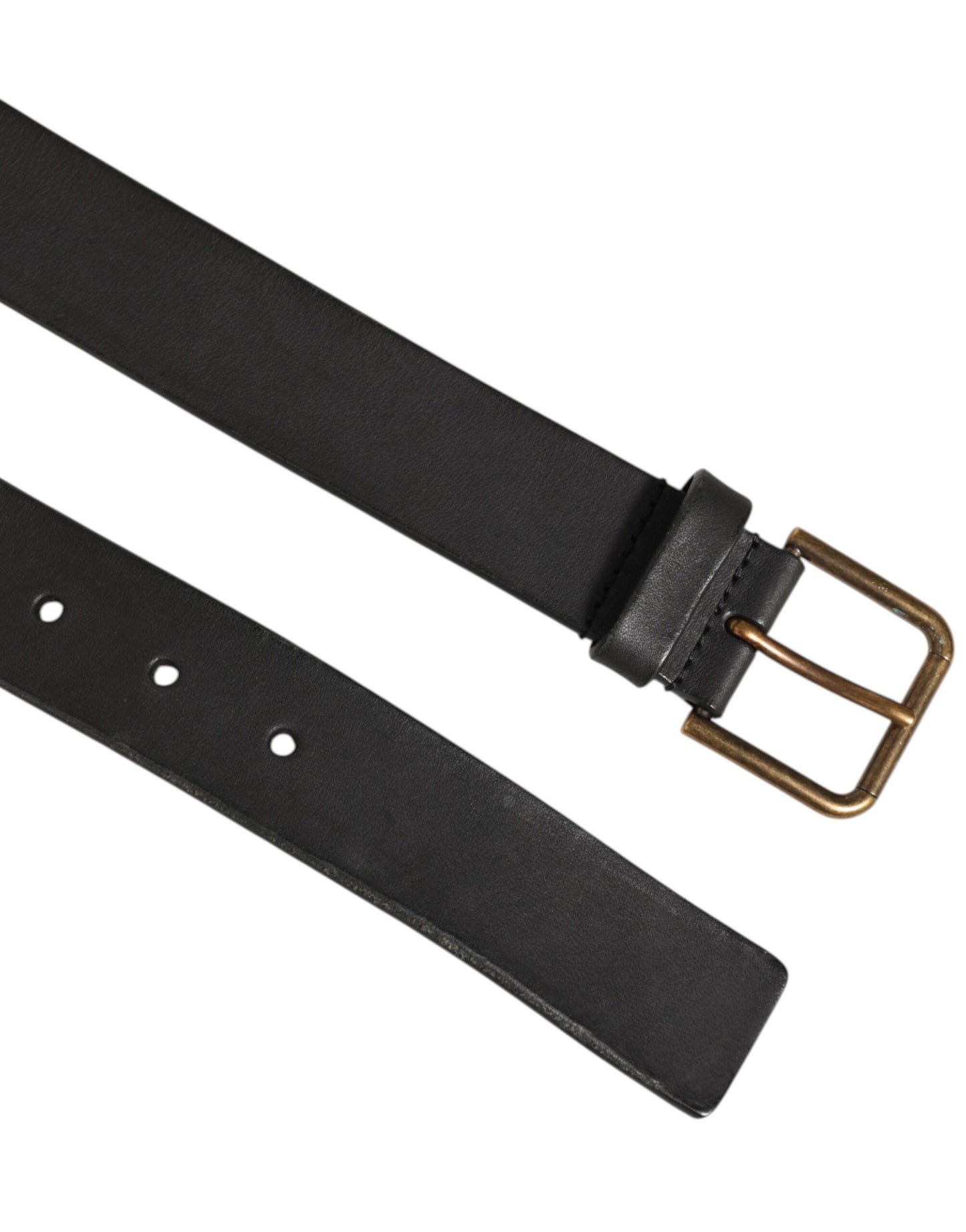 Dolce &amp; Gabbana Klassischer Herrengürtel aus schwarzem Leder mit Metallschnalle