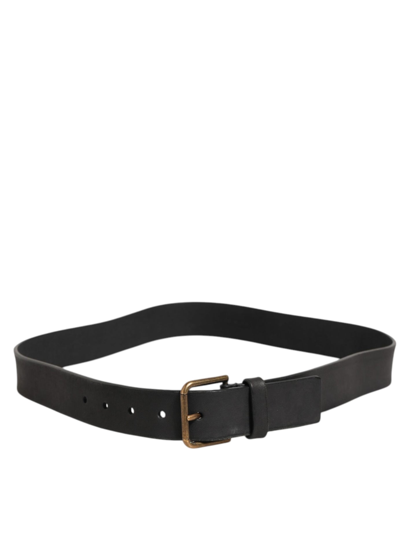 Dolce &amp; Gabbana Klassischer Herrengürtel aus schwarzem Leder mit Metallschnalle