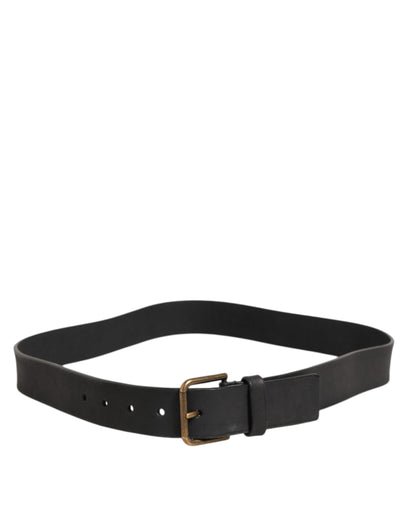 Dolce &amp; Gabbana Klassischer Herrengürtel aus schwarzem Leder mit Metallschnalle