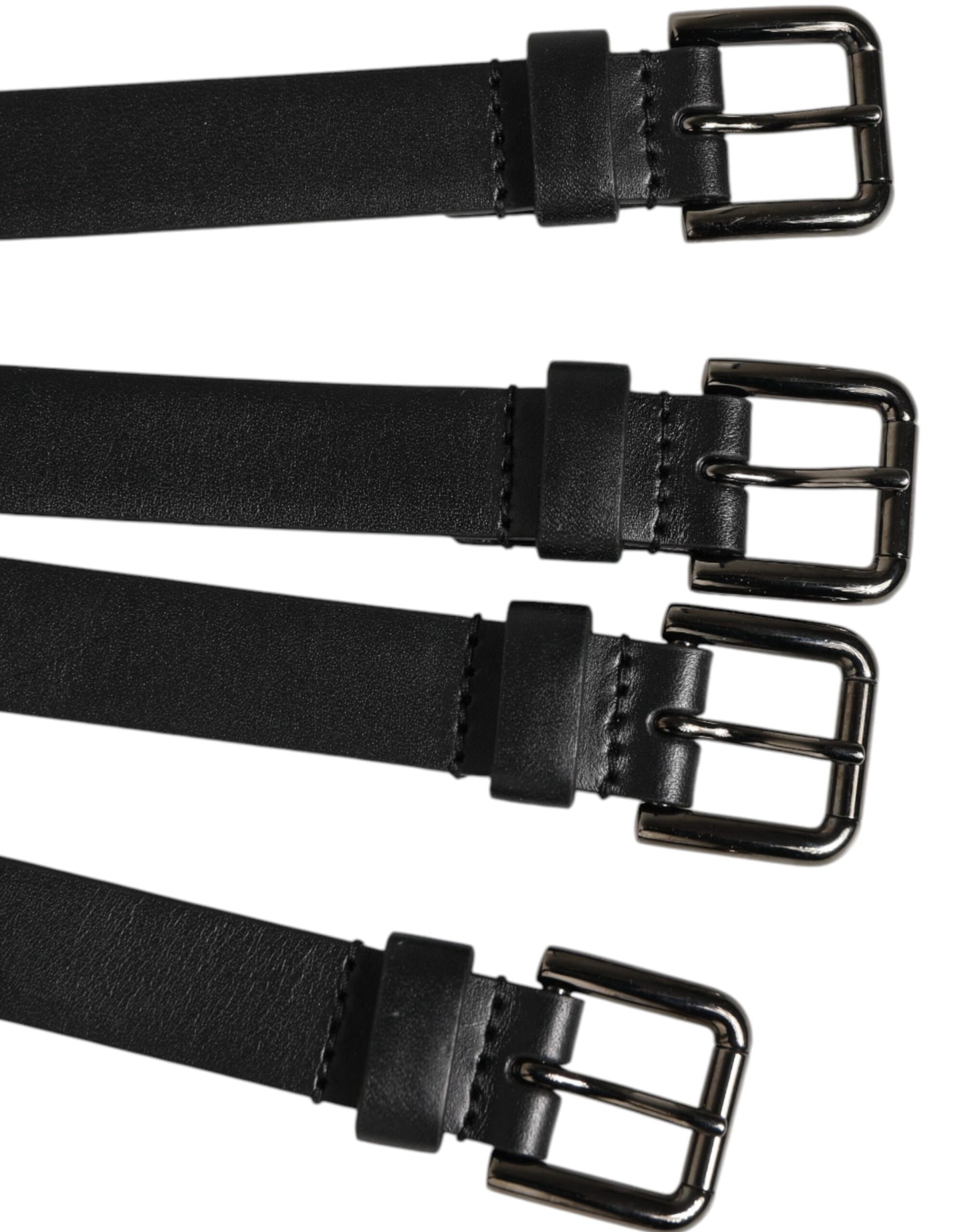 Dolce &amp; Gabbana – Schwarzer Ledergürtel mit 4 Riemen und mehreren Metallschnallen