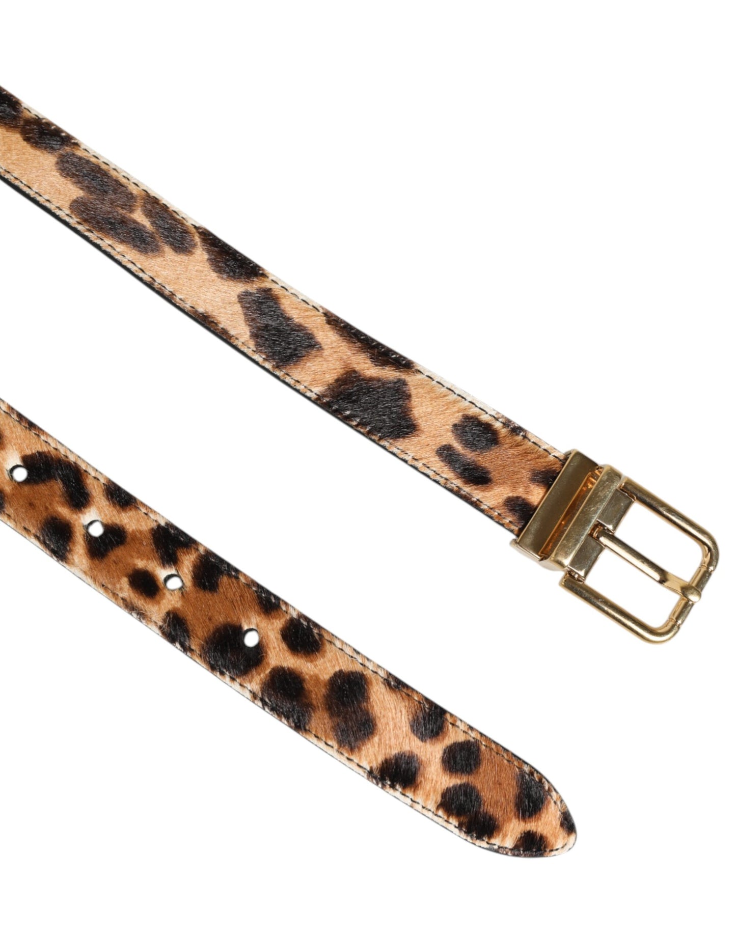 Dolce &amp; Gabbana Brauner Ledergürtel mit Leopardenmuster und Metallschnalle