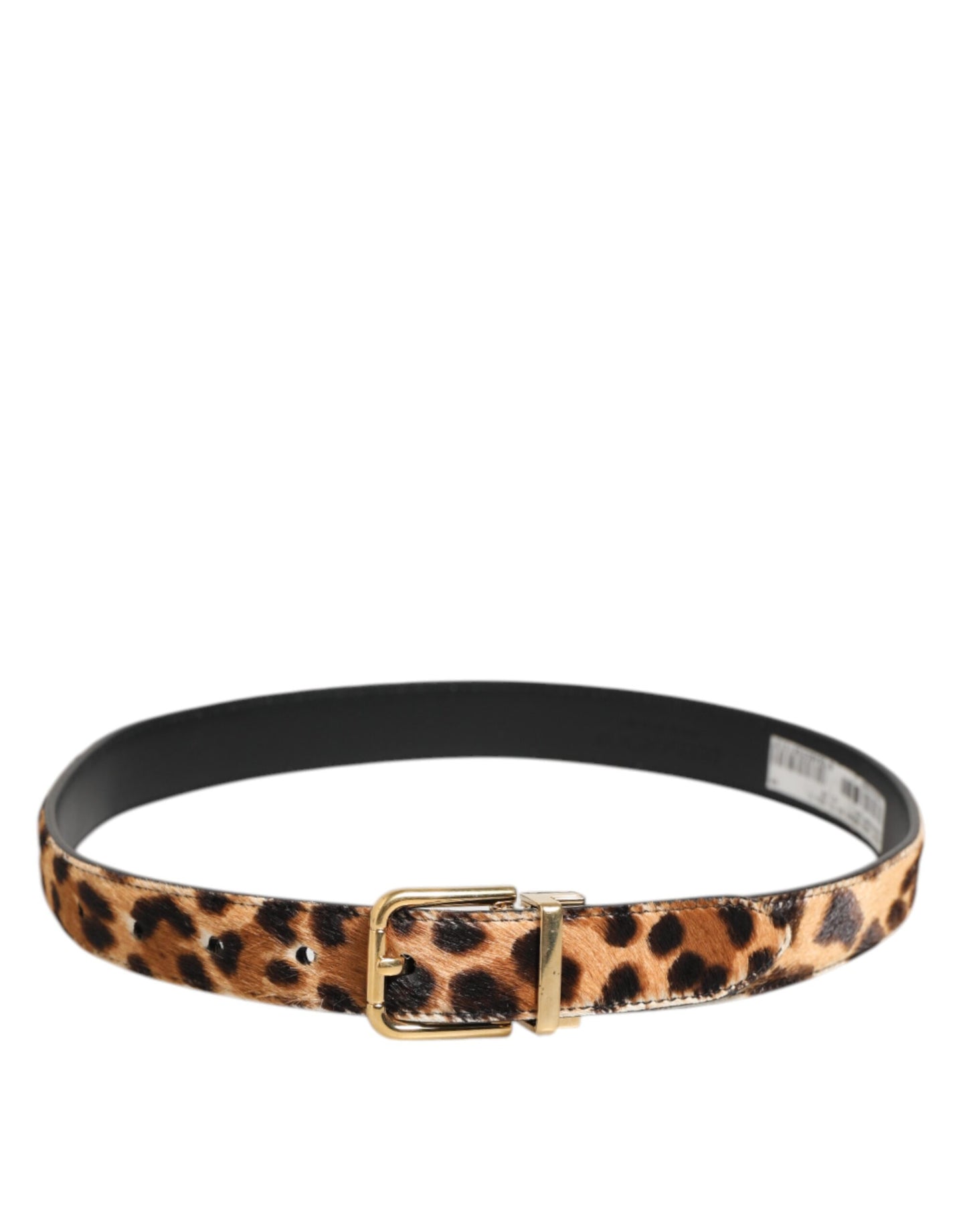Dolce &amp; Gabbana Brauner Ledergürtel mit Leopardenmuster und Metallschnalle