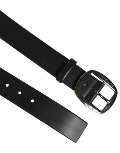 Dolce & Gabbana Black Leather Classic Metal Logo Buckle Belt