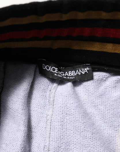 Dolce &amp; Gabbana Schwarze Trainingshose mit barockem Wappenlogo für Herren