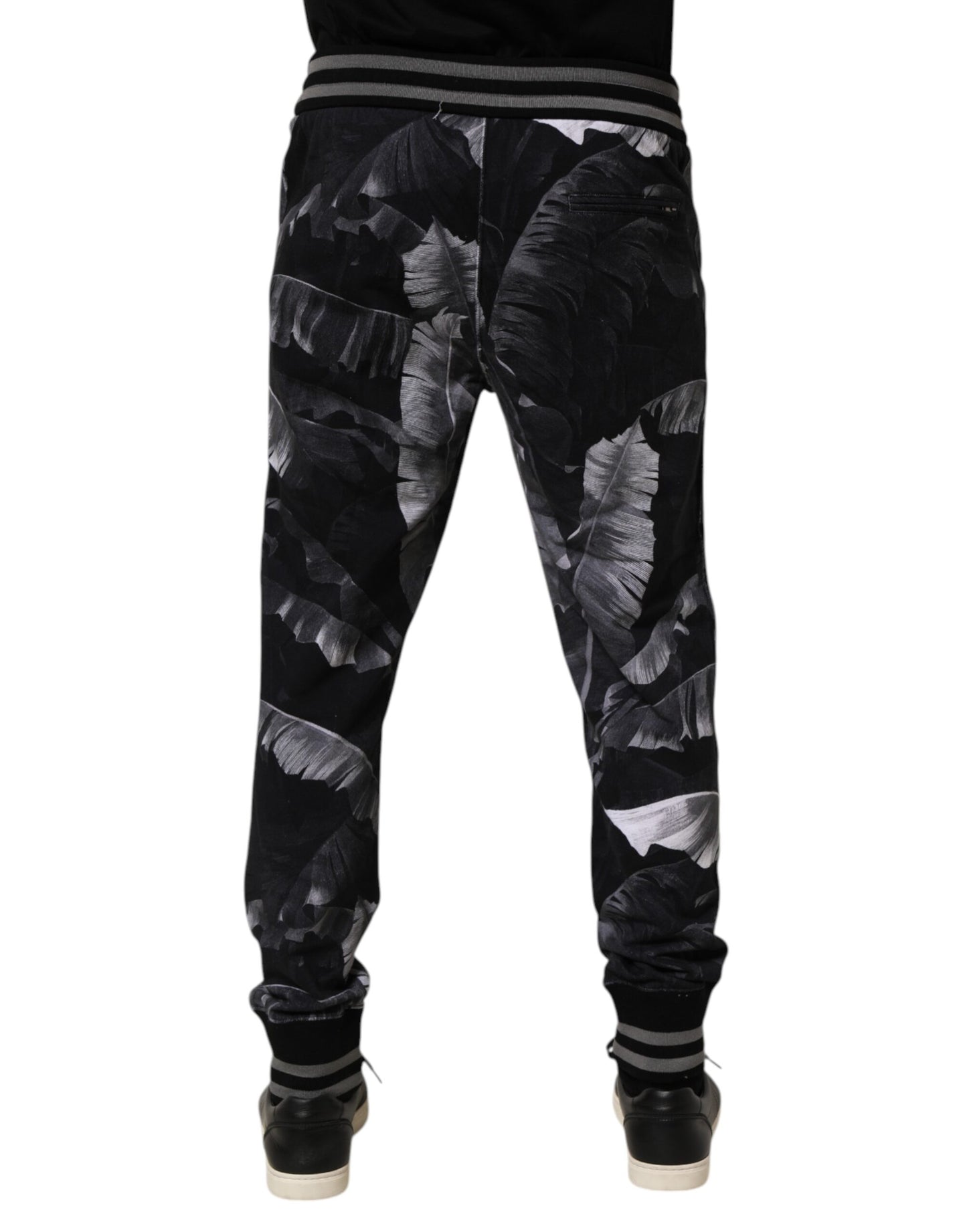 Dolce &amp; Gabbana – Jogginghose aus Baumwolle mit Bananenblatt-Print in Schwarz