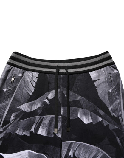 Dolce &amp; Gabbana – Jogginghose aus Baumwolle mit Bananenblatt-Print in Schwarz