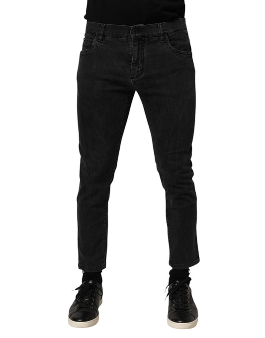Dolce & Gabbana Dark Gray Cotton Stretch Denim Trouser Jeans
