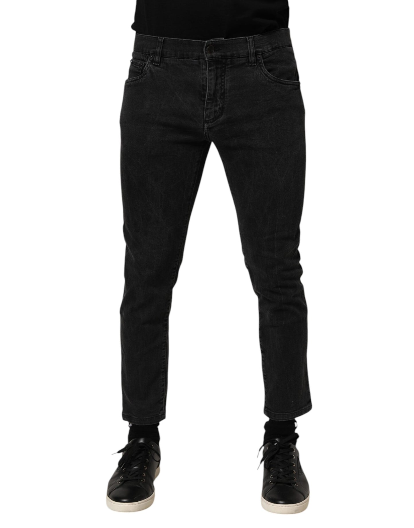 Dolce &amp; Gabbana Dunkelgraue Jeanshose aus Baumwollstretch