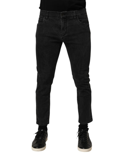 Dolce &amp; Gabbana Dunkelgraue Jeanshose aus Baumwollstretch