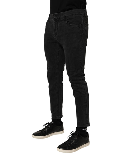 Dolce &amp; Gabbana Dunkelgraue Jeanshose aus Baumwollstretch