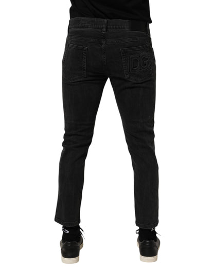 Dolce &amp; Gabbana Dunkelgraue Jeanshose aus Baumwollstretch