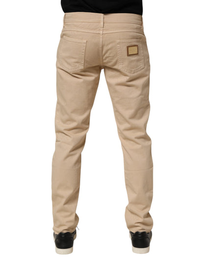 Dolce &amp; Gabbana Beige Skinny Regular Herren Jeans aus Baumwolle