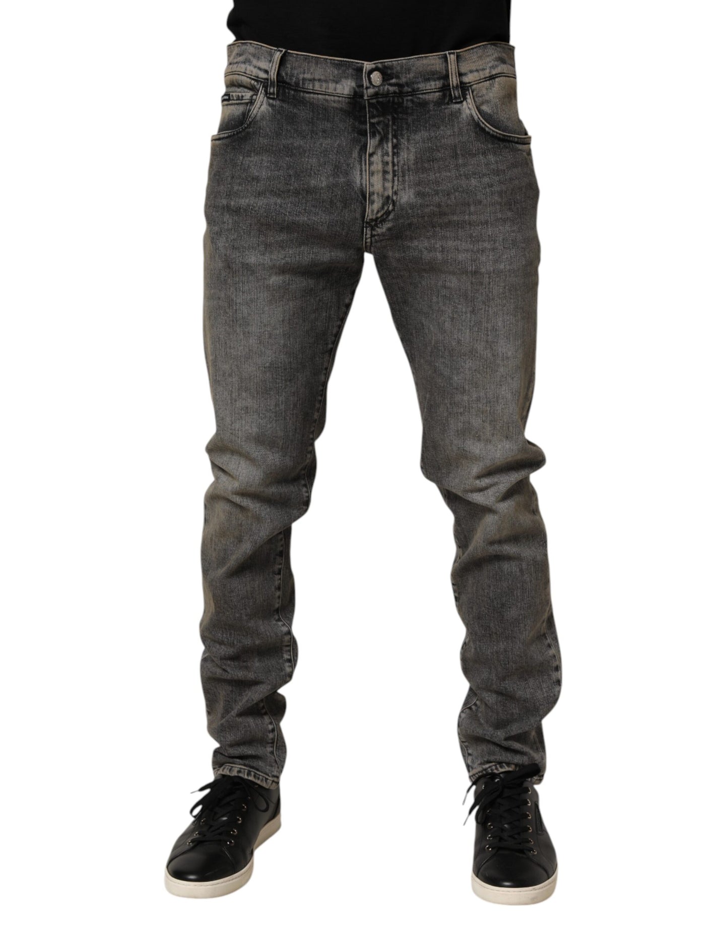 Dolce &amp; Gabbana Graue Slim Fit-Jeans aus Baumwollstretch für Herren