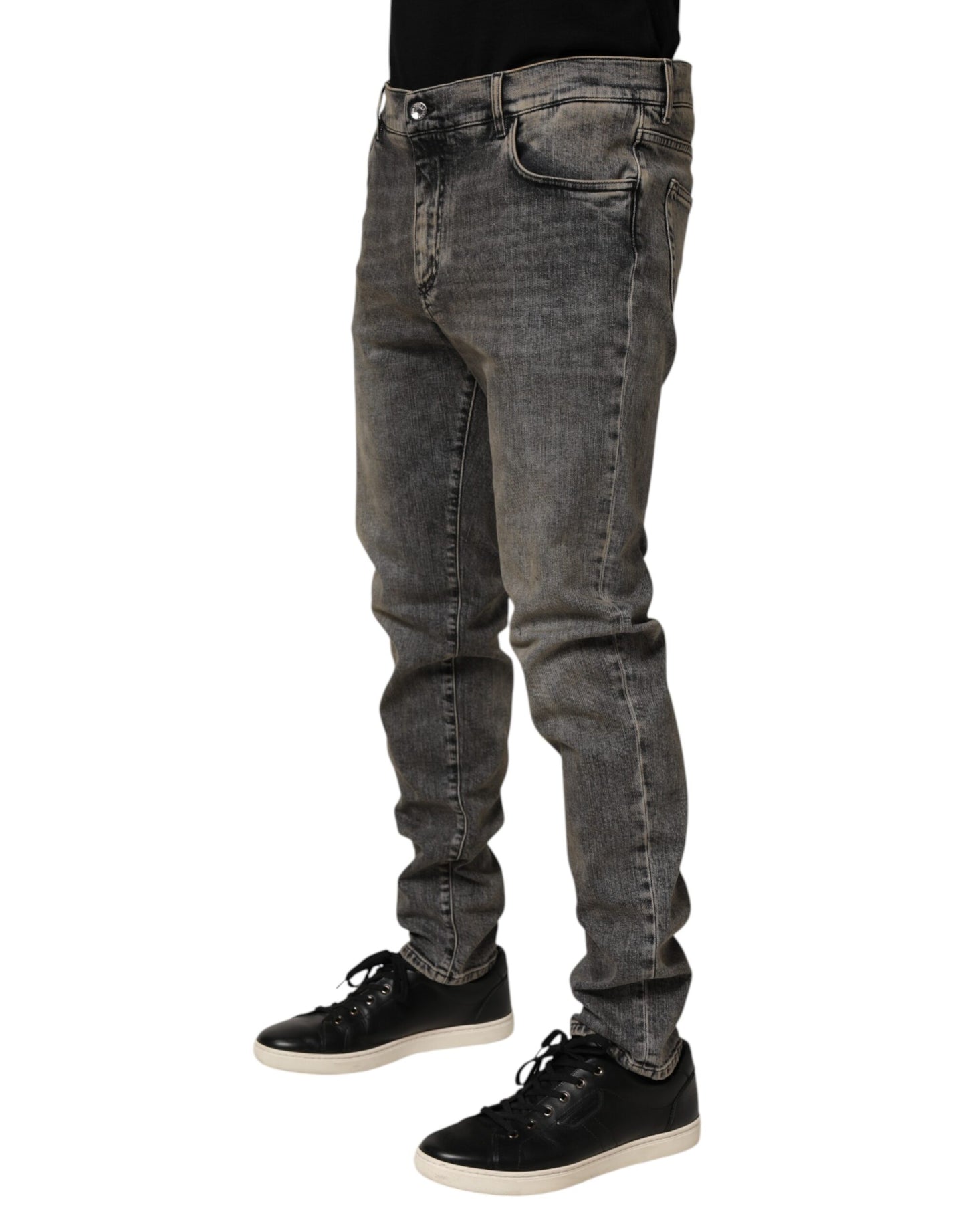 Dolce &amp; Gabbana Graue Slim Fit-Jeans aus Baumwollstretch für Herren