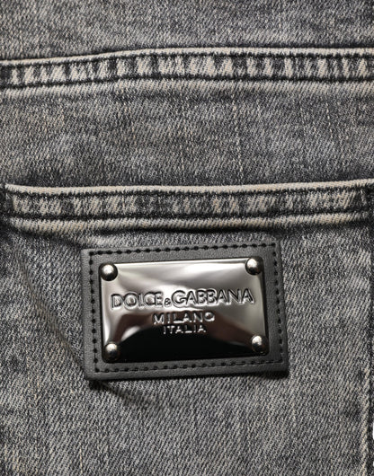 Dolce &amp; Gabbana Graue Slim Fit-Jeans aus Baumwollstretch für Herren