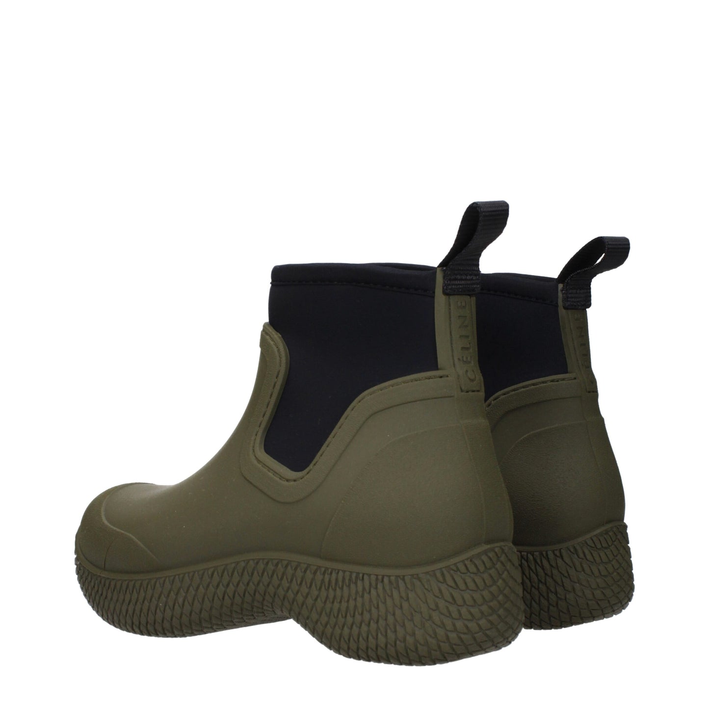 Celine Green Cotton Ankle Boots