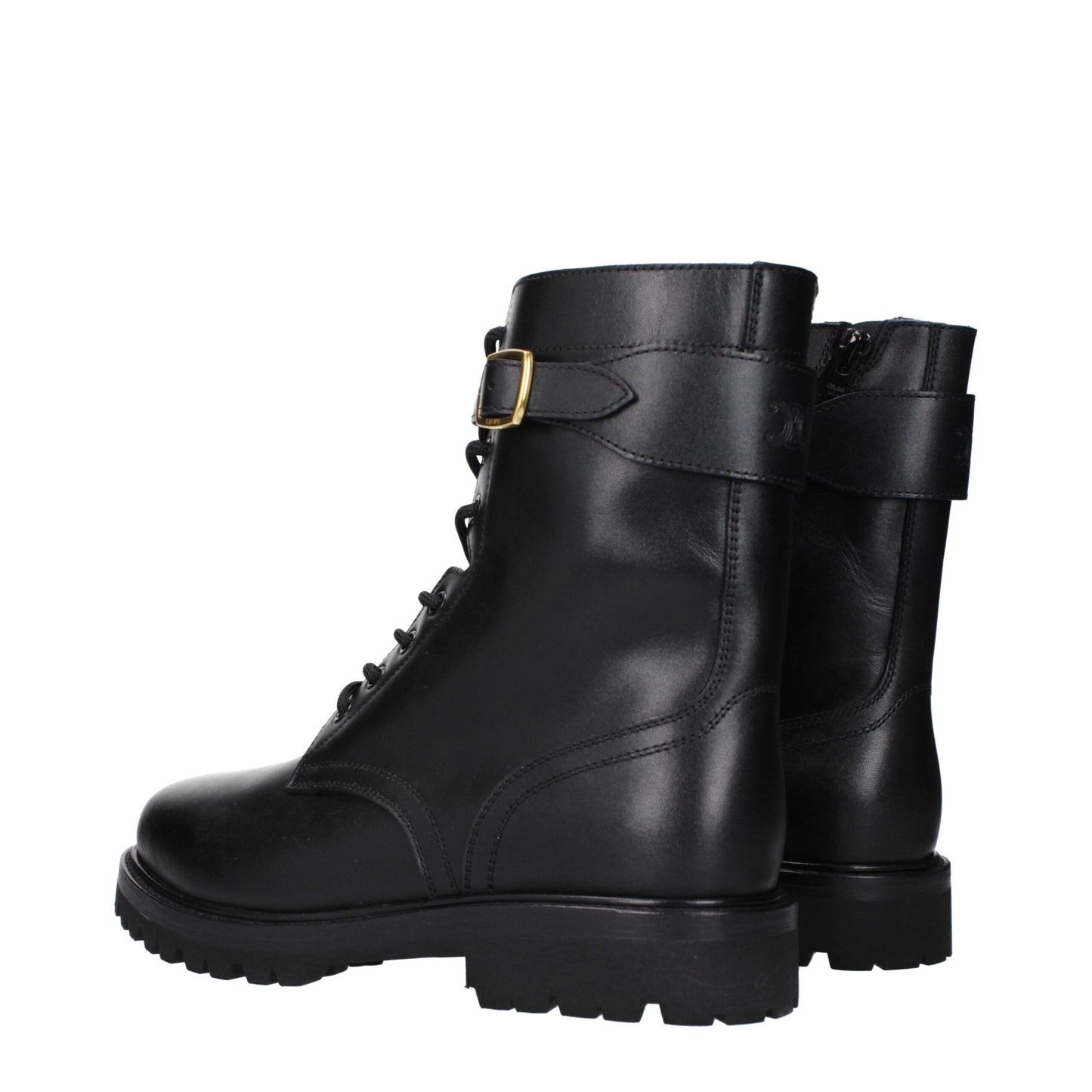 Schwarze Lederstiefeletten von Celine