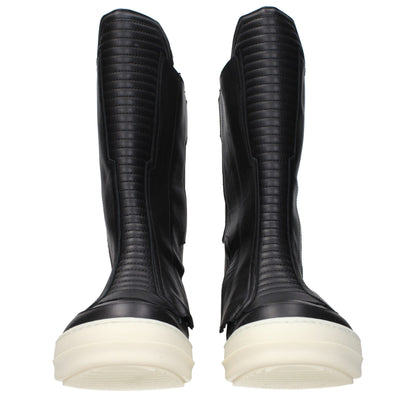 Rick Owens – Schwarze Lederstiefeletten