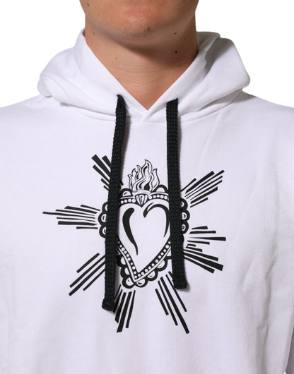 Dolce &amp; Gabbana – Weißes Sweatshirt mit Kapuze „Sacred Heart“