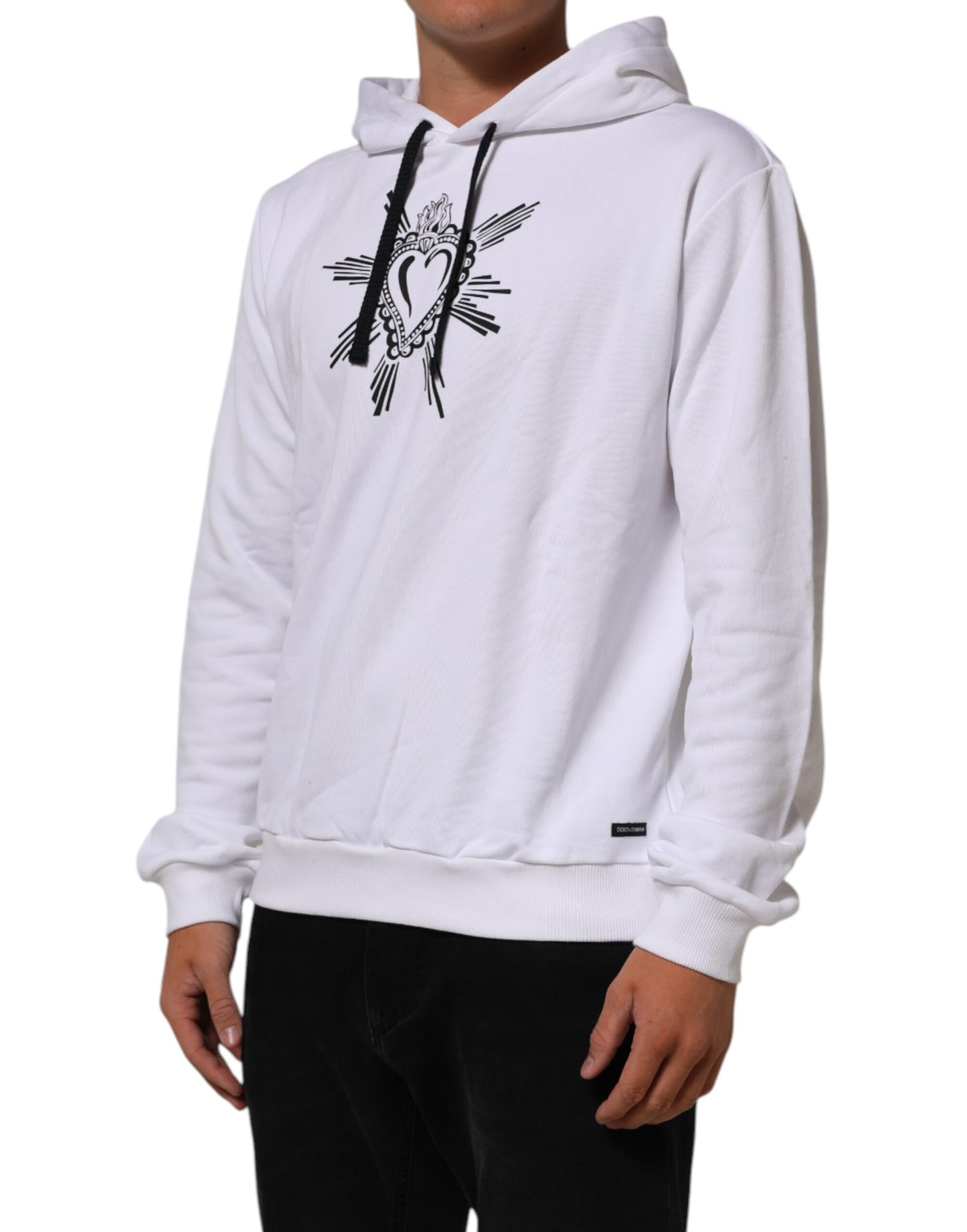 Dolce &amp; Gabbana – Weißes Sweatshirt mit Kapuze „Sacred Heart“