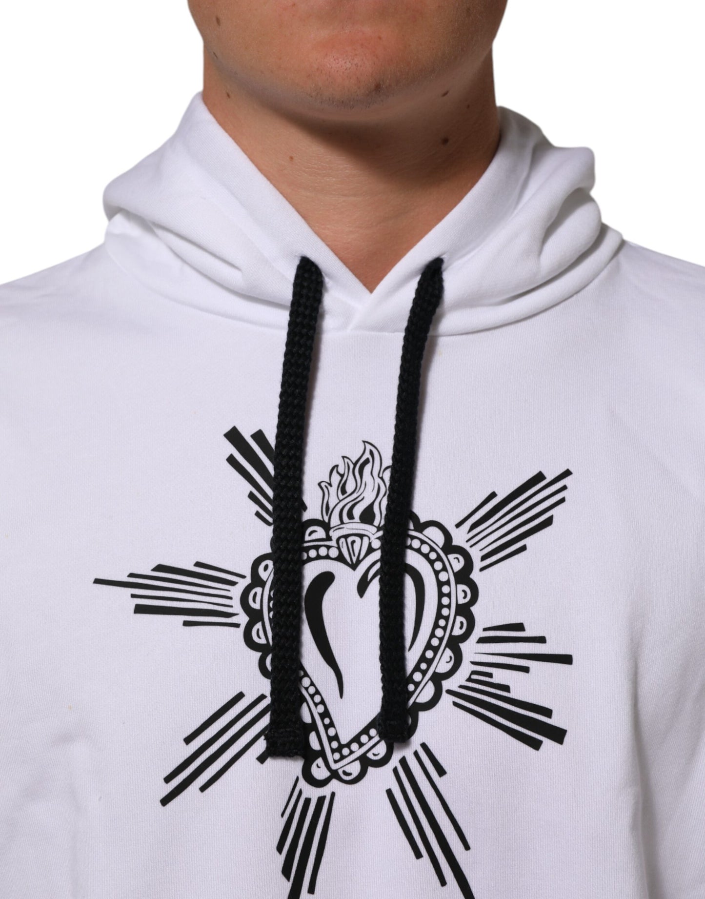 Dolce &amp; Gabbana – Weißes Sweatshirt mit Kapuze „Sacred Heart“