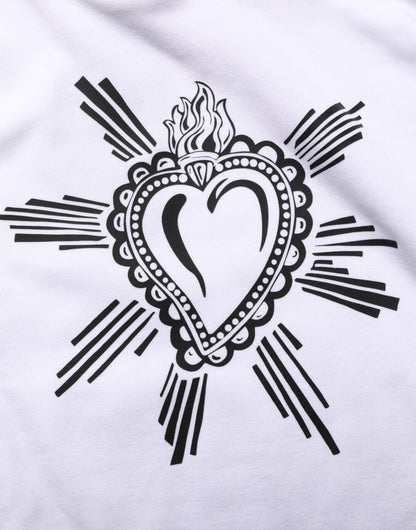 Dolce &amp; Gabbana – Weißes Sweatshirt mit Kapuze „Sacred Heart“