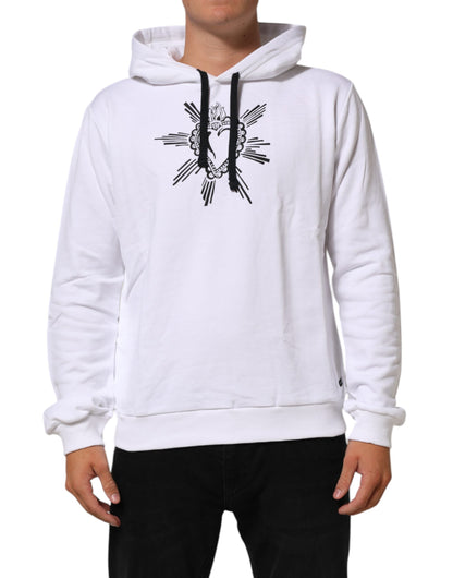 Dolce &amp; Gabbana – Weißes Sweatshirt mit Kapuze „Sacred Heart“