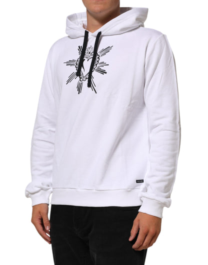 Dolce &amp; Gabbana – Weißes Sweatshirt mit Kapuze „Sacred Heart“