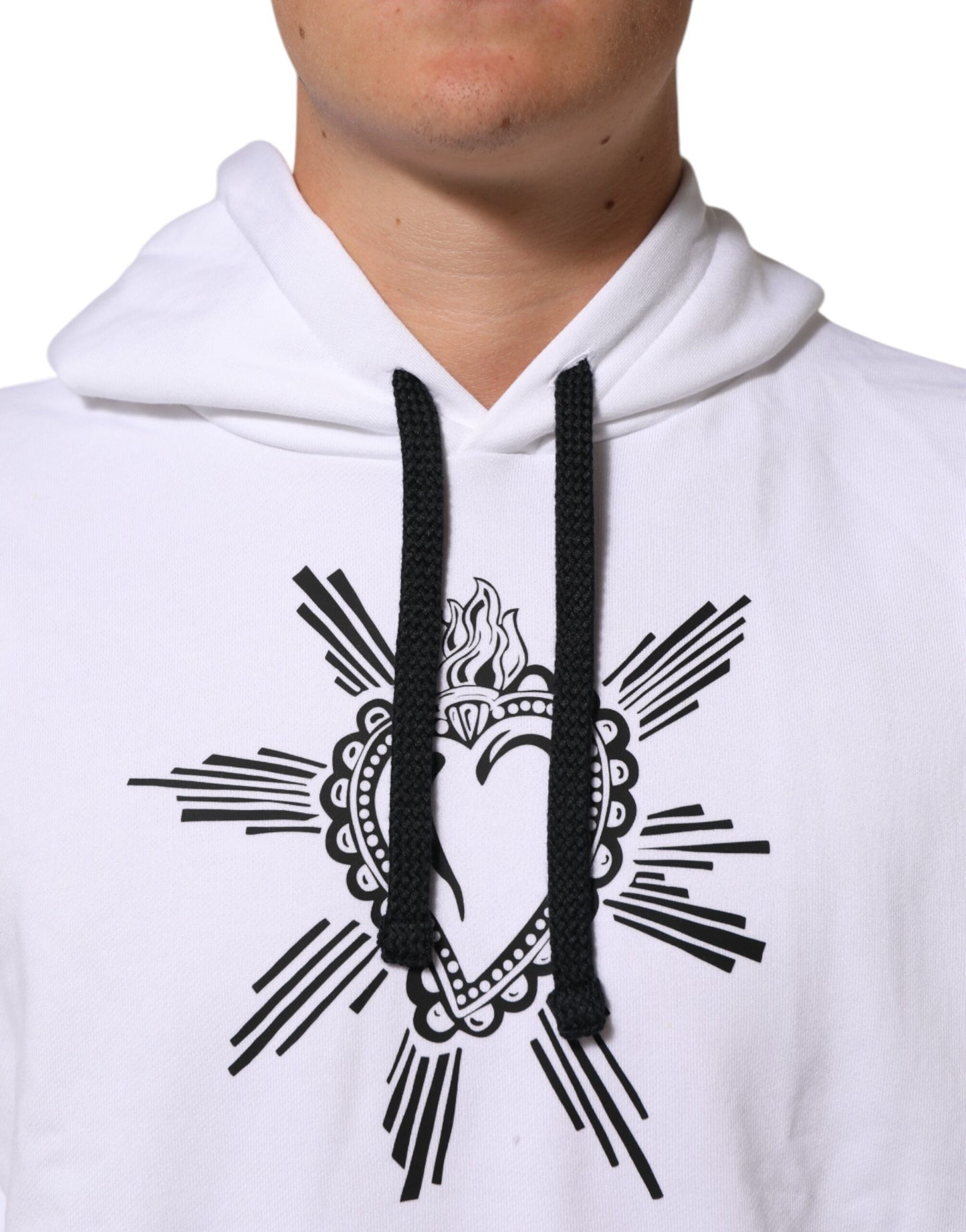 Dolce &amp; Gabbana – Weißes Sweatshirt mit Kapuze „Sacred Heart“