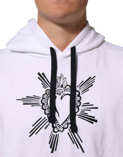 Dolce &amp; Gabbana – Weißes Sweatshirt mit Kapuze „Sacred Heart“