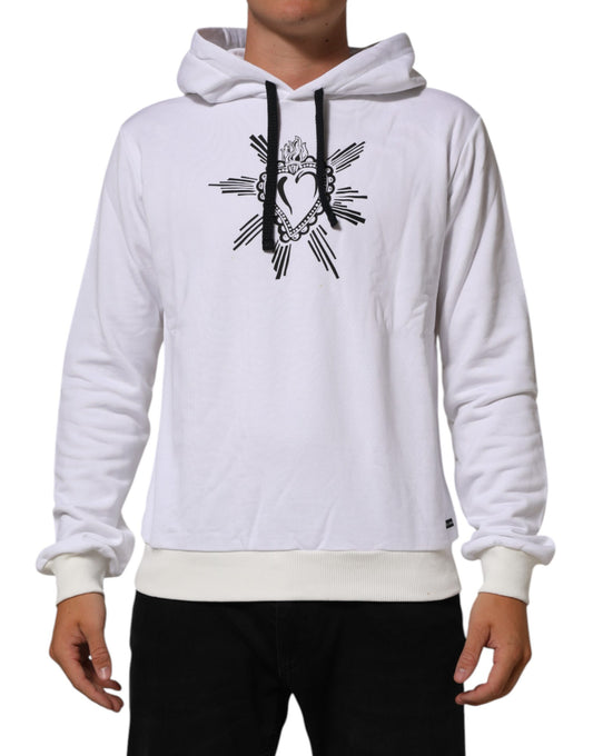 Dolce &amp; Gabbana – Weißes Sweatshirt mit Kapuze „Sacred Heart“