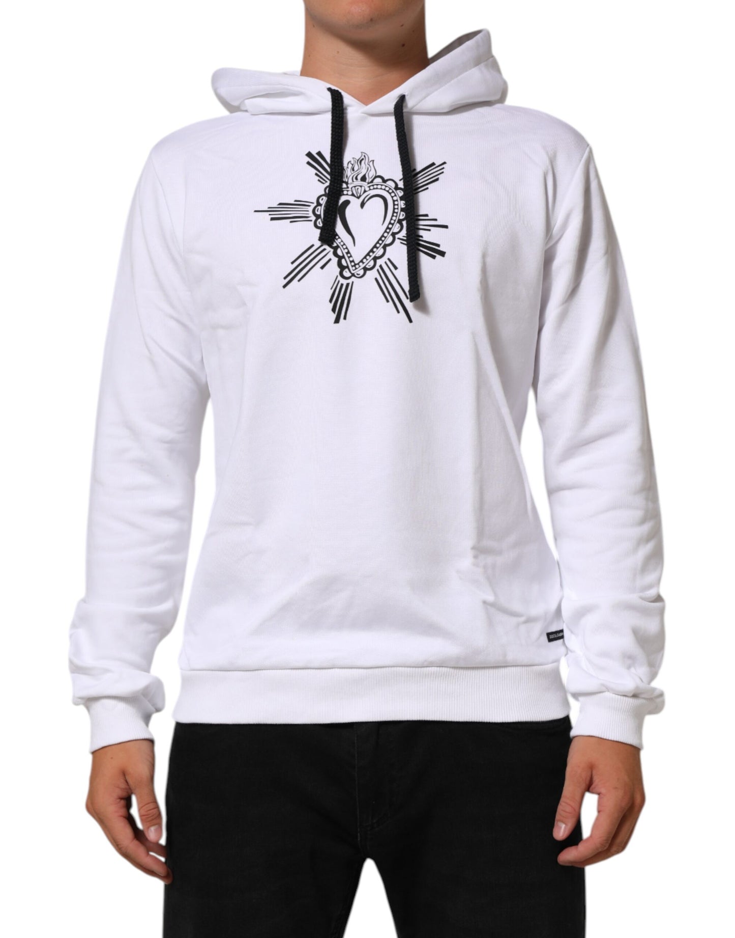 Dolce &amp; Gabbana – Weißes Sweatshirt mit Kapuze „Sacred Heart“
