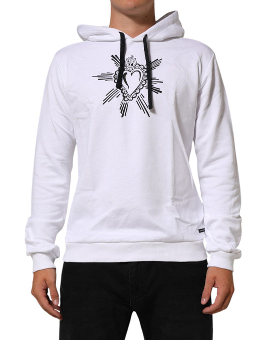 Dolce &amp; Gabbana – Weißes Sweatshirt mit Kapuze „Sacred Heart“